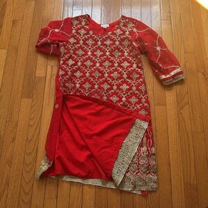 Elegant Red Embroidered Dress